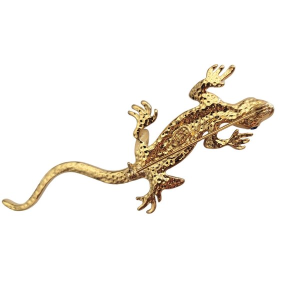 PS Co Gold Tone Clear Rhinestone Lizard Salamander Gecko Brooch, Signed M542 - Picture 2 of 5